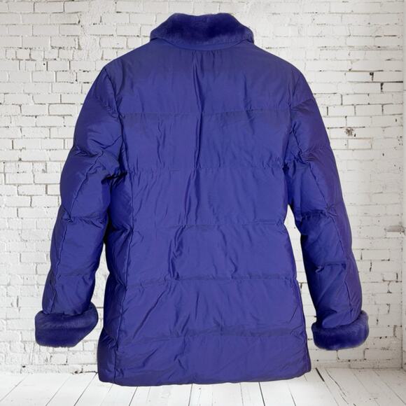 Jones New York Down Puffer Coat Jacket Sz M Womens Lavender Gray Faux Fur Collar - Picture 4 of 10